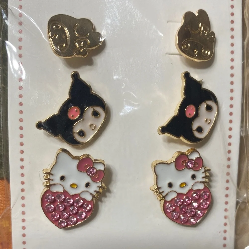 Hello Kitty and Friend Earrings - Pink and Black